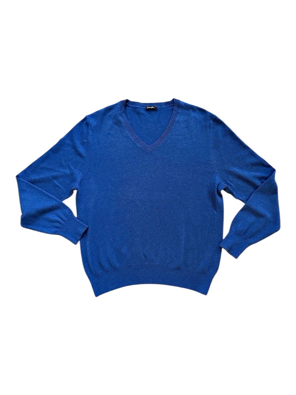 J. MCLAUGHLIN Cotton Modal V-neck Sweater in Blue Size Medium